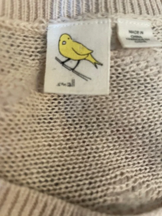 Anthropologie Yellow Bird Cream Fringe Cotton Blend Sweater Size Small - Picture 2 of 8